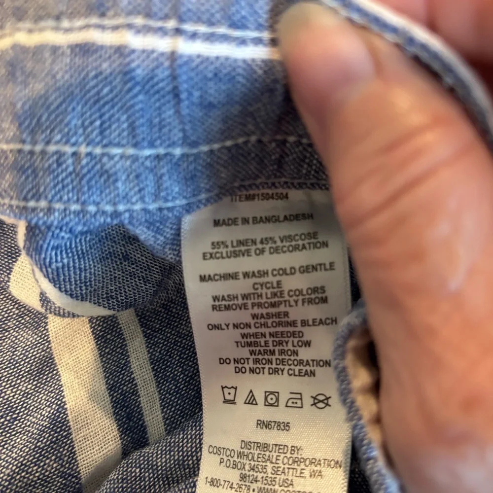 Nautica Blue and White Striped Linen Blend Athletic Shorts - Picture 6 of 10